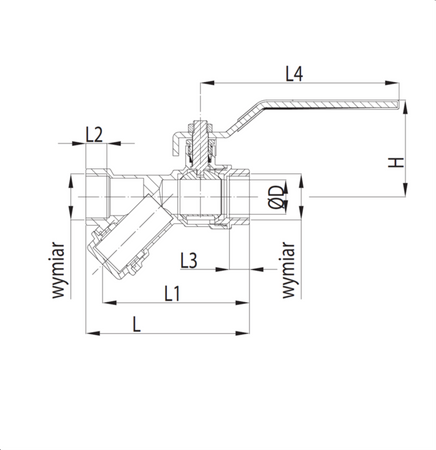 KFA zawór kulowy z filtrem skośnym 1/2" 708-010-15