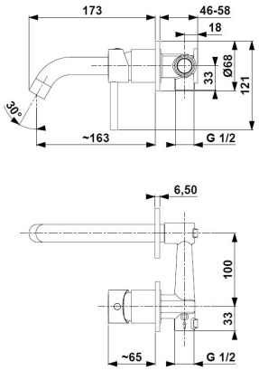 KFA bateria MOZA umywalkowa podtynkowa, chrom 5039-810-00
