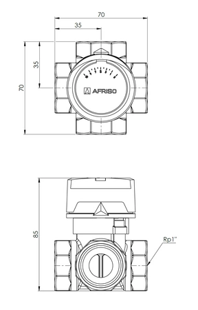 Afriso zawór mieszający 4-drogowy obrotowy ARV 484 ProClick, DN25, Rp1", Kvs 9 1348420