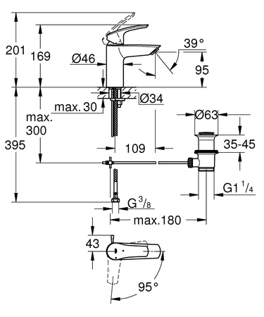 Grohe bateria umywalkowa Eurosmart rozmiar S czarny mat 329262433