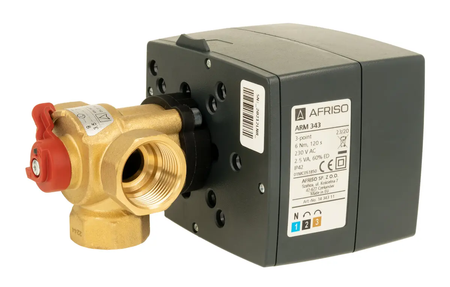 Afriso zawór mieszający 3-drogowy obrotowy ARV 382 Vario ProClick + siłownik elektryczny ARM 343 ProClick, DN20, Rp3/4", Kvs 3,5-9 1338254