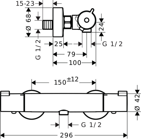 Hansgrohe bateria natryskowa, ścienna, termostatyczna My Fox, chrom 13156000