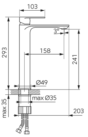 Ferro bateria umywalkowa stojąca wysoka TALASSA, chrom BAL2L