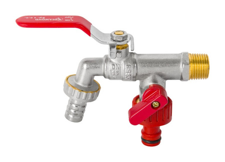 Diamond kurek kulowy - podwójny kran czerpalny, z dławikiem 1/2" ART.2503-15.KRAN