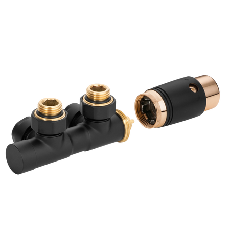 Invena zestaw zespolony do dolnego podłączenia DUOPLEX PROV, czarny/złoty CZ-93-015