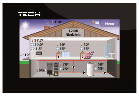 Tech regulator pokojowy, dotykowy, czarny, komunikacja RS ST281BK