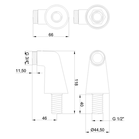Invena kolanko okrągłe do baterii wannowej, chrom LA-46-C01-L