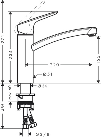 Hansgrohe jednouchwytowa bateria kuchenna Logis 160 CoolStart Eco 71839000