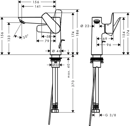 Hansgrohe jednouchwytowa bateria umywalkowa Talis E 150 z cięgłem, złoty optyczny polerowany 71754990