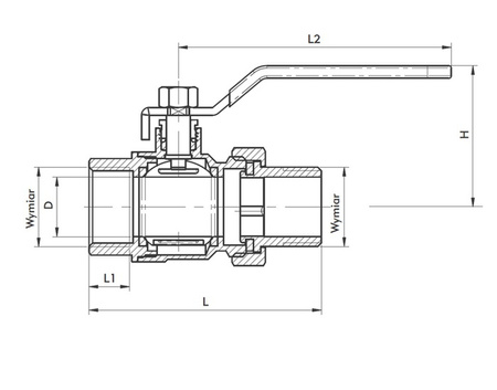 KFA zawór kulowy wodny ze śrubunkiem z rączką 1" 700-211-25