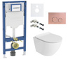 Zestaw stelaż podtynkowy Geberit UP320 do WC z przyciskiem Cortado rose gold + miska WC Sofi Slim z deską Lavita S187