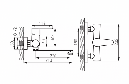 Ferro bateria zlewozmywakowa ścienna ALGEO, chrom BAG5