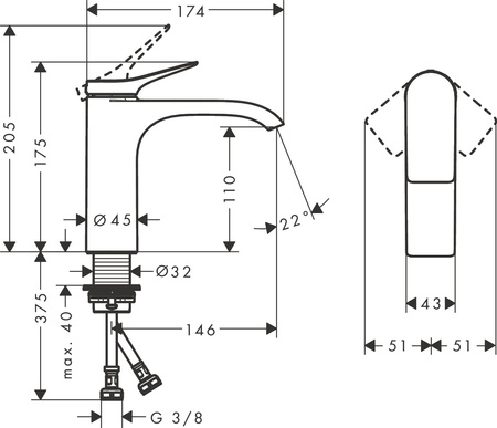 Hansgrohe bateria umywalkowa 110 bez kompletu odpływowego Vivenis, chrom 75022000
