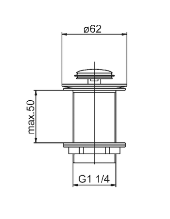 KFA spust umywalkowy typu klik-klak, mały bez przelewu, chrom 660-353-00