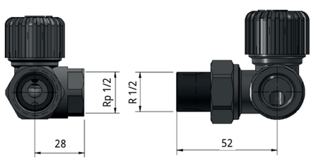 Vario Term kątowy, prawy zawór grzejnikowy MASTER nikiel 000M773A001