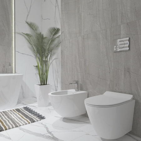 Zestaw stelaż podtynkowy KK-POL do WC z przyciskiem (biały) + miska WC z deską Lavita S017