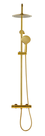 Invena zestaw prysznicowy z deszczownicą i baterią termostatyczną Gold, złoty AU-16-009-X