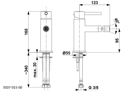 KFA bateria bidetowa MOZA stojąca, chrom + click clack 5037-015-00