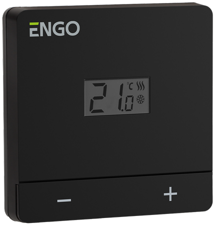 Engo przewodowy regulator temperatury, czarny zasilanie bateryjne EASY-BATB
