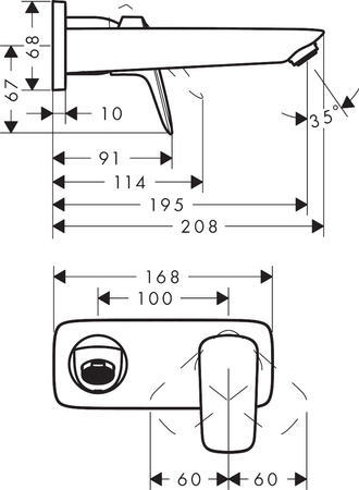Hansgrohe bateria umywalkowa Logis 70 ścienna 195mm chrom 71220000