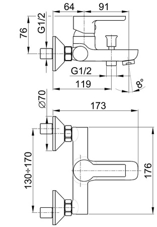 KFA bateria SODALIT wannowa ścienna 5544-010-00
