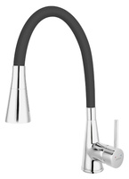 Ferro bateria zlewozmywakowa ZUMBA II, czarna elastyczna wylewka 2F, chrom BZA42B