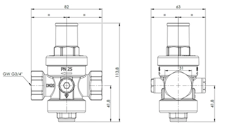 Afriso standardowy reduktor ciśnienia wody BPR 402, GW G3/4" 9040210