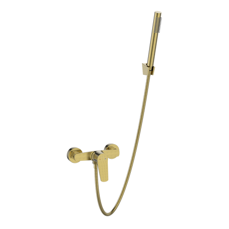 Invena bateria natryskowa z zestawem natryskowym Alonia, złoto szczotkowane BN-70-009-V