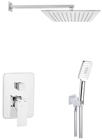 Invena zestaw prysznicowy podtynkowy z deszczownicą, chrom BS-28-0K2-A