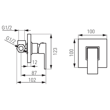 Ferro bateria natryskowa podtynkowa 1-funkcyjna ZICCO, chrom BZI7PA