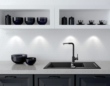 Franke bateria kuchenna SIRIUS, wyciągana wylewka typu L, chrom/onyx 115.0668.279