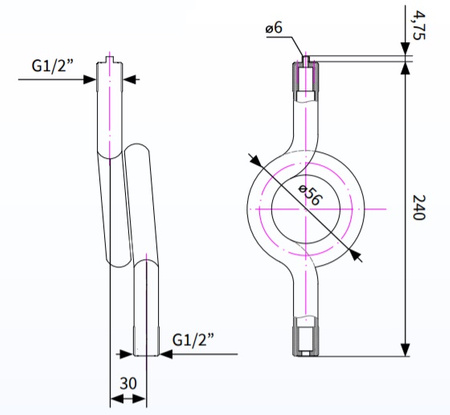 Afriso rurka syfonowa spiralna, 2x G1/2", PN25 6308110