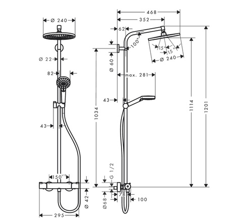Hansgrohe komplet prysznicowy z termostatem Crometta S 240 1jet 27267000