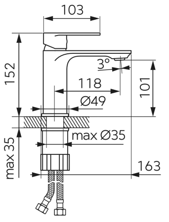 Ferro bateria umywalkowa stojąca TALASSA, chrom BAL2