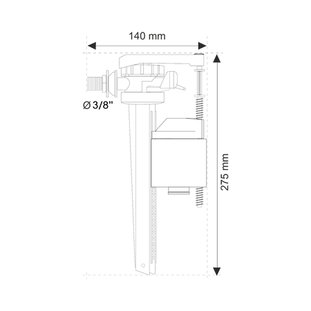 Wirquin zawór napełniający do wc boczny 3/8" Jollyfill, mosiądz 16300001