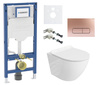 Zestaw stelaż podtynkowy Geberit UP320 do WC z przyciskiem Mocha rose gold + miska WC Sofi Slim z deską Lavita S205