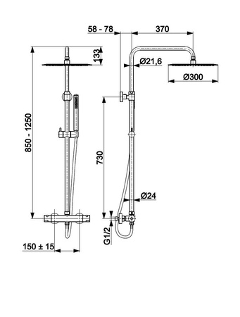 KFA MOZA deszczownica premium z baterią termostatyczną, chrom 5736-920-00