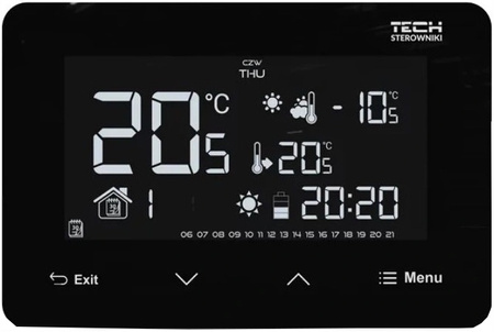 Tech regulator pokojowy przewodowy, dwustanowy, zasilany 230 V, podtynkowy, czarny ST293ZV3BK