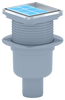 Aniplast wpust kanalizacyjny regulowany z wyjściem prostym fi 50 mm z kołnierzem z nierdzewną ramką i rusztem dwustronnym 100x100mm 2858