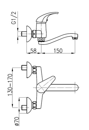 KFA bateria BARYT umywalkowa ścienna chrom L-150 550-810-00