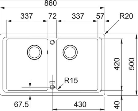 Franke zlewozmywak dwukomorowy wpuszczany Fragranite Basis BFG 620-34-34, biały polarny 114.0676.270