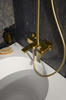 KFA deszczownia z baterią natryskową i składaną wylewką Logon, brushed light gold PVD 5136-925-39