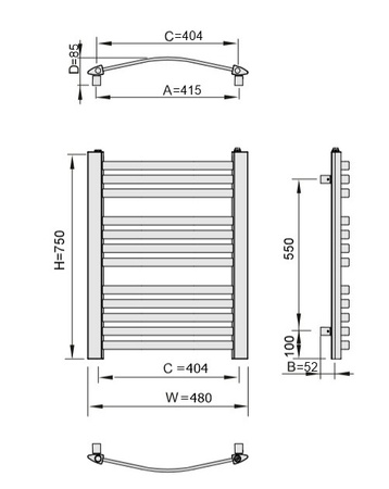 Enix grzejnik łazienkowy EPIC 048/075, graphite (319 W) EPIC048007501