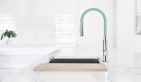 Ferro ZUMBA Slim 2F bateria zlewozmywakowa, miętowa elastyczna wylewka 2F, chrom BZA43M