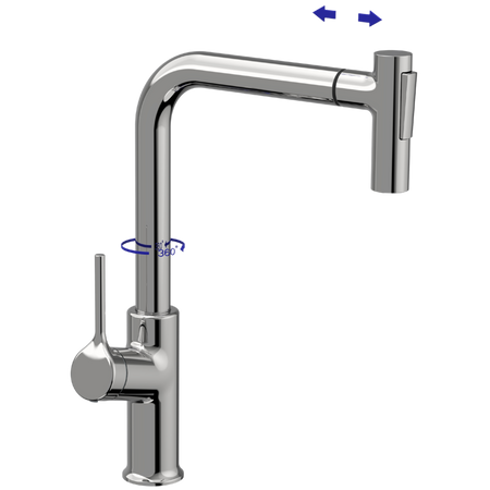 Invena bateria kuchenna z wyciąganą wylewką Farsala, chrom BZ-40-L01-S