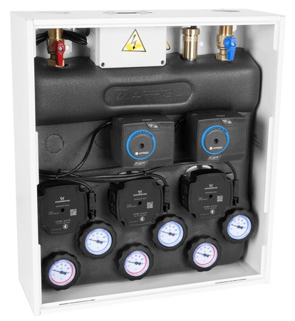 Afriso PrimoBox AZB 355 ze sprzęgłem hydraulicznym, 1 obieg bez zmieszania i 2 obiegi z zaworem mieszającym i siłownikiem ARM 7635500