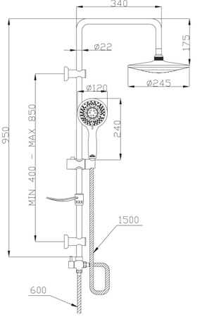 Invena zestaw natryskowy z deszczownią Socho chrom AU-59-001