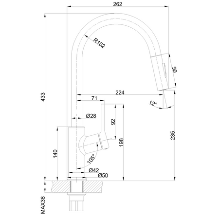Invena bateria kuchenna z wyciąganą wylewką Farsala, czarny BZ-40-U04-S