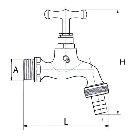 Diamond zawór wypływowy ze złączką do węża 3/4", żółty polerowany ART.206-3/4.Y