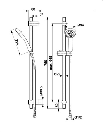 KFA natrysk przesuwny kompletny Sparc, chrom 841-371-00